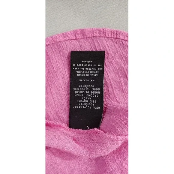 Zac & Rachel Womens Pink Crochet ‎ Blouse XL 3/4 Sleeve High Low Hem Lightwei - Picture 8 of 11